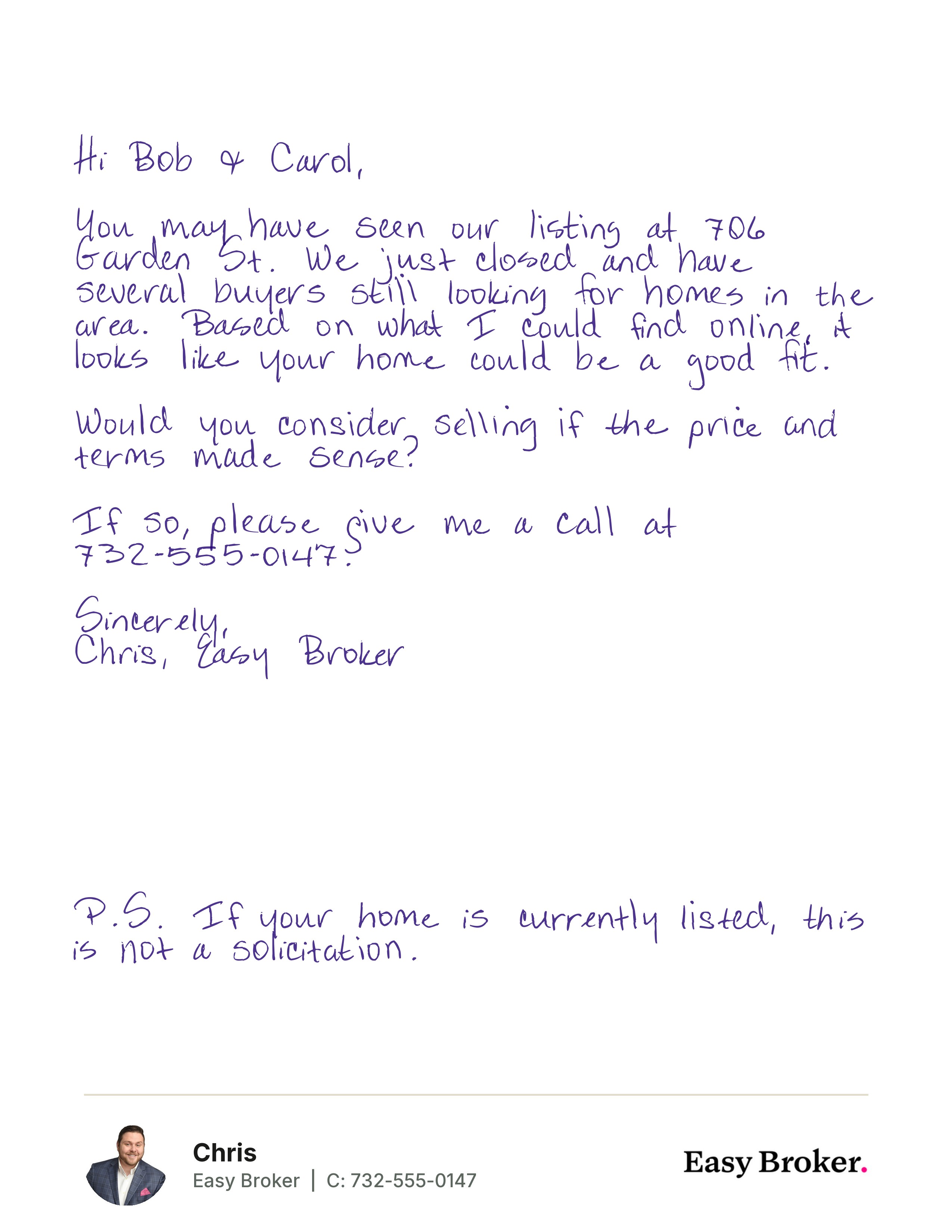 The Just-Sold Letter