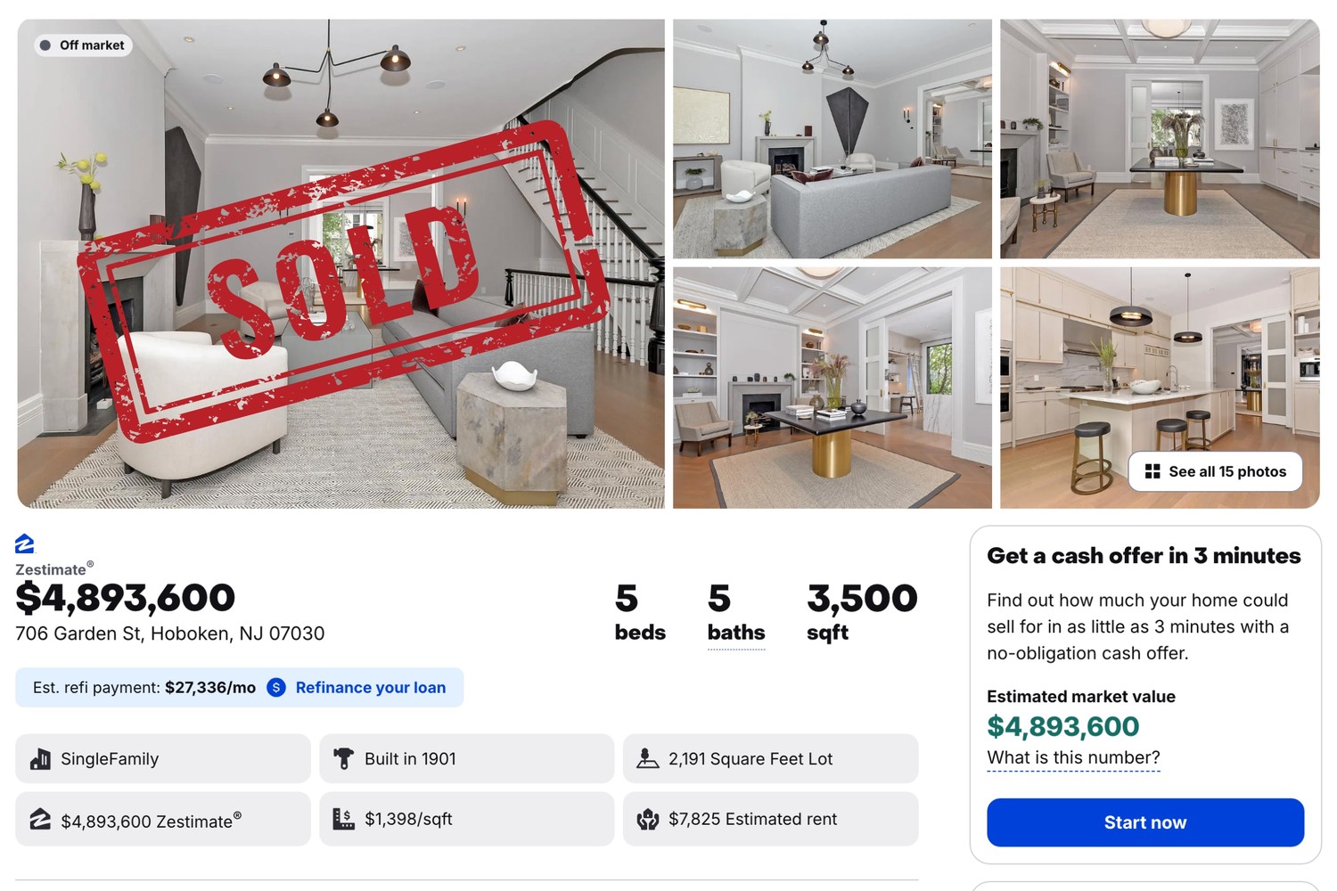 Taken as a listing — 706 Garden St, Hoboken, NJ